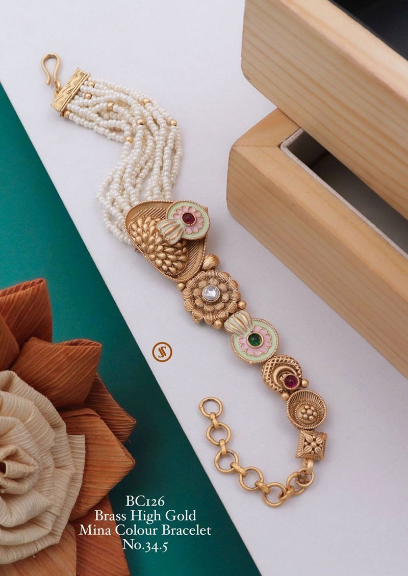 BC11 Brass High Gold Plated Mina Colour Bracelets Wholesale Shop In Surat
